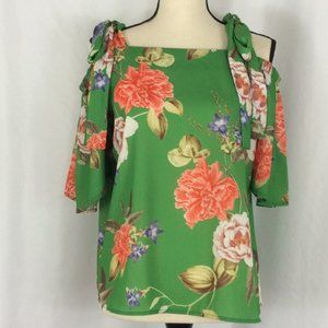 7th Avenue Green Floral Tie CS Blouse 130C